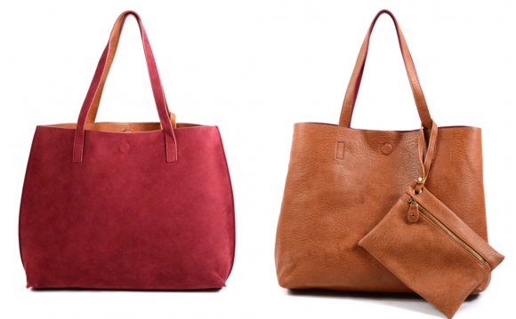 Faux Suede Reversible Tote