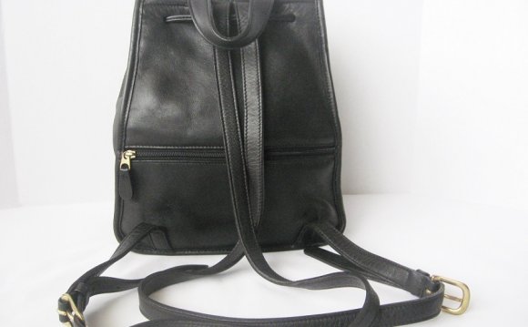 Black leather coach backpack