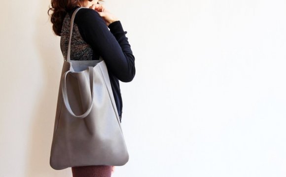 GRAY Leather tote grey leather