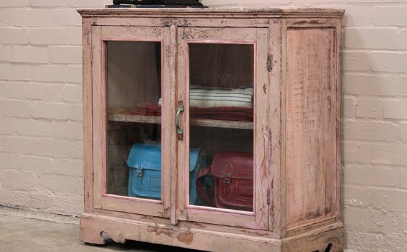 Pink Vintage Glass Cabinet