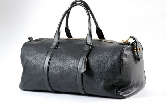 mens leather duffle bag black