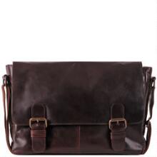 double buckle leather messenger bag image