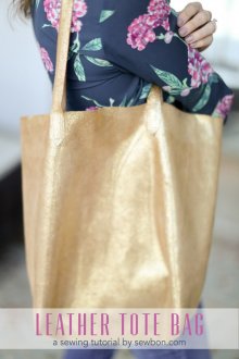 Madewell Inspired Leather Tote Bag Sewing Tutorial at Sewbon.com