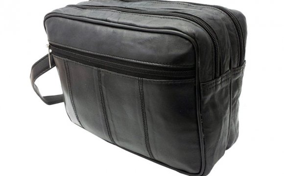 Mens Leather Travel Toiletry Bag